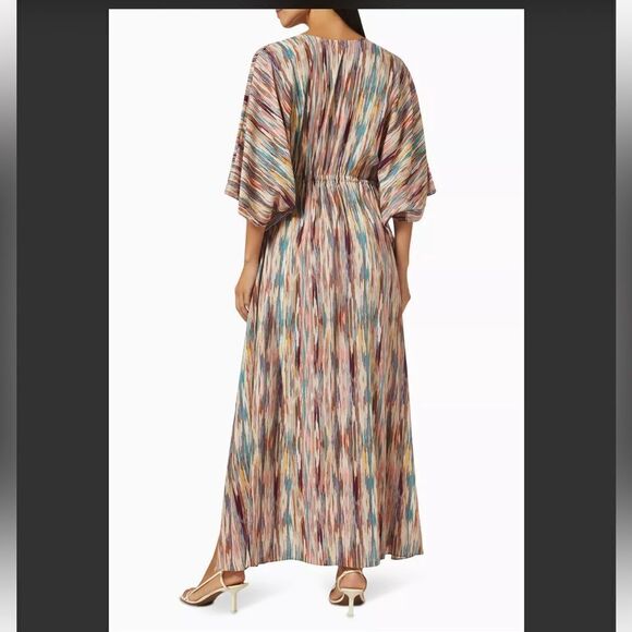 Misa Los Angeles Rena Kaftan Dress Cotton-blend abstract print gather tie maxi - Picture 3 of 13